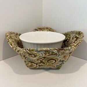 Handmade Paisley Fabric Microwave Bowl Cozy & Mug Holder For Hot Beverages